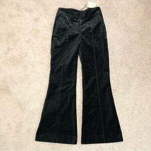 Allsaints Sevenh Black With Metallic Thread Velvet Trousers Women’s Size 6 $329